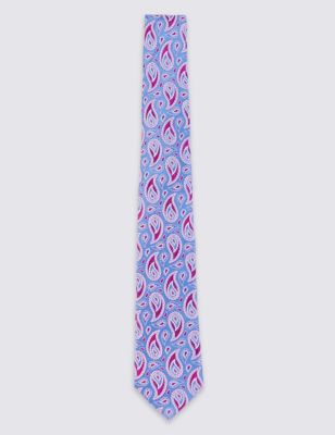 Pure Silk Paisley Print Tie